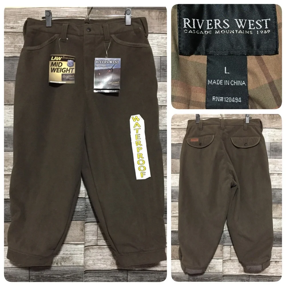 Rivers West Heritage Breeks Fleece Crop Pants Size L Green Brown Waterproof